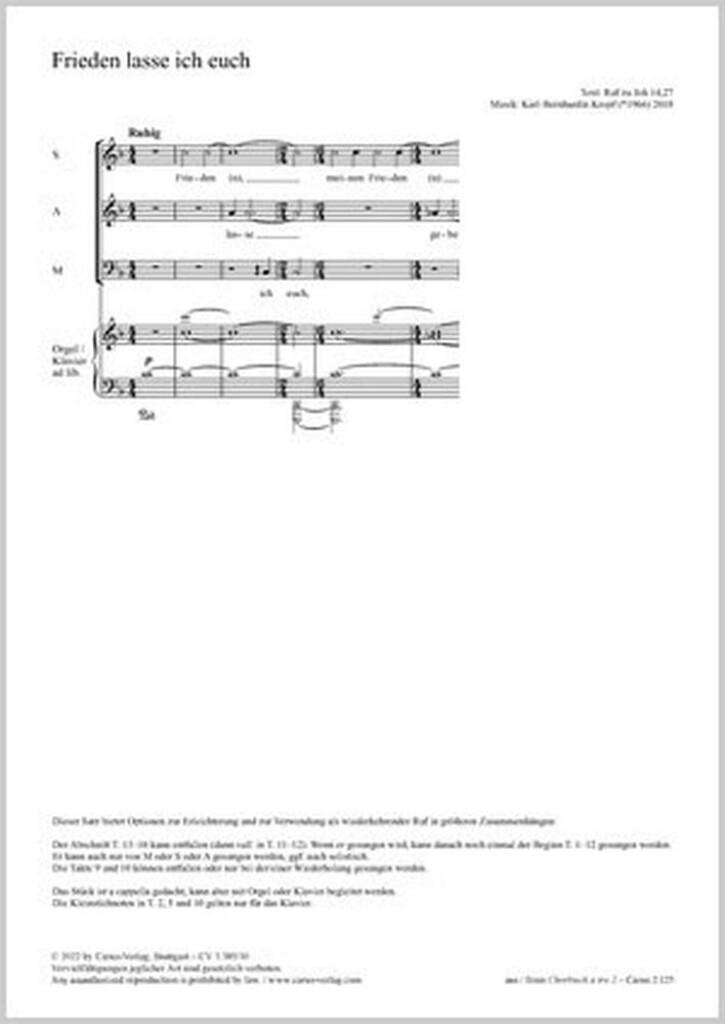 Frieden lasse ich euch : C major