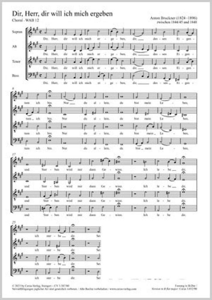 Dir, Herr, dir will ich mich ergeben : Choral