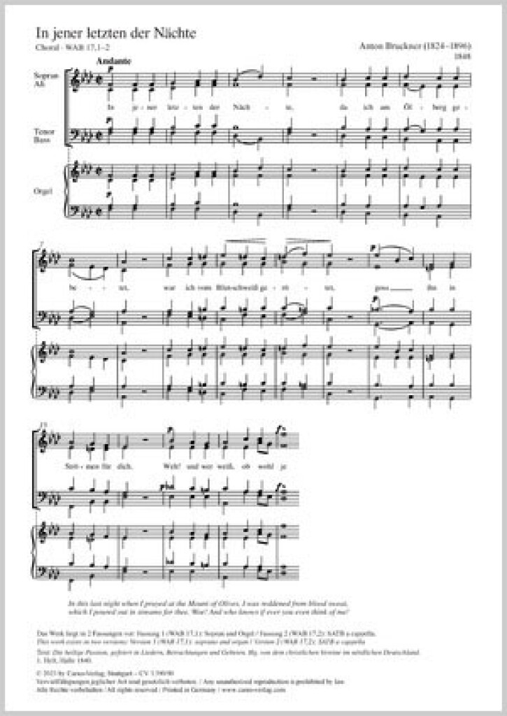 In jener letzten der Nächte : Choral