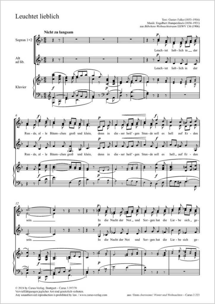 Leuchtet lieblich : aus: Bübchens Weihnachtstraum EHWV 136 (1906)