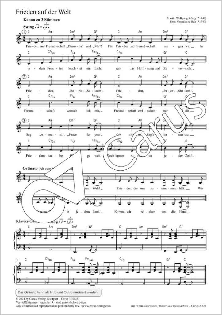Frieden auf der ganzen Welt - C major : Kanon zu 4 Stimmen