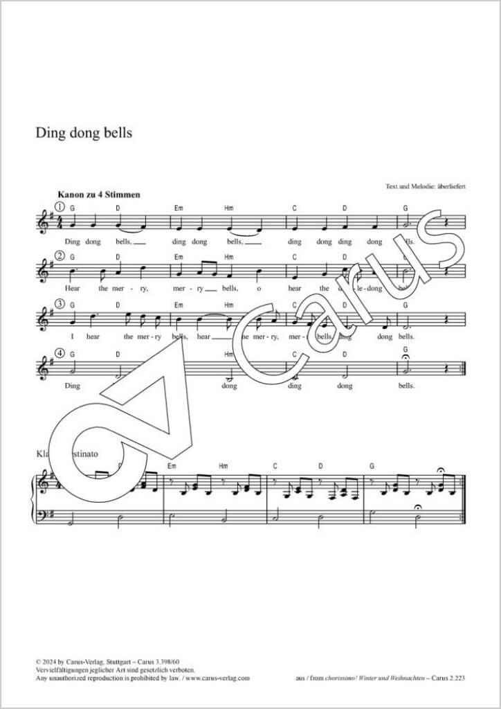Ding dong Bells - G major : Kanon zu 4 Stimmen