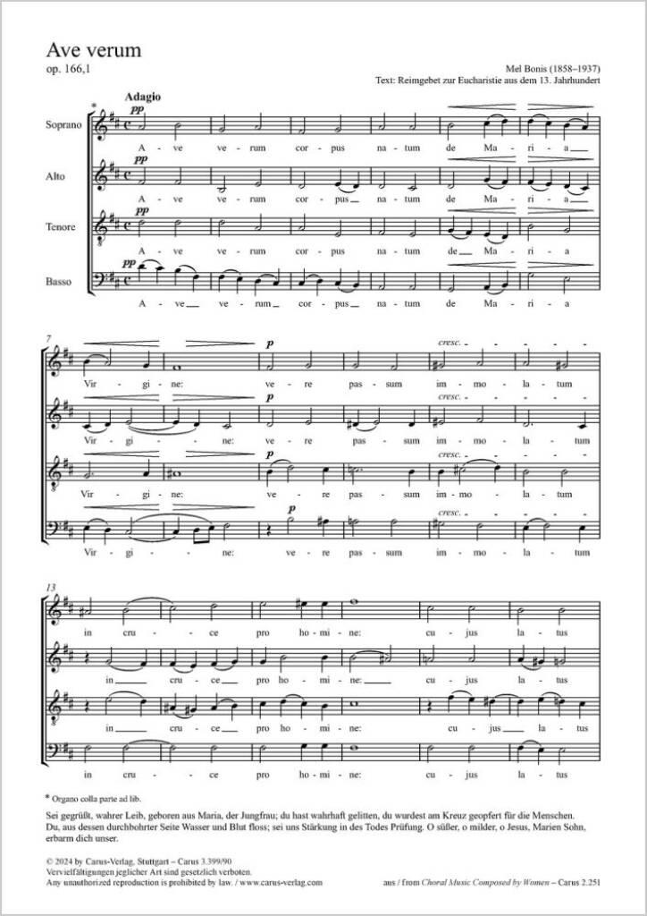 Ave verum : D major - Op. 166,1