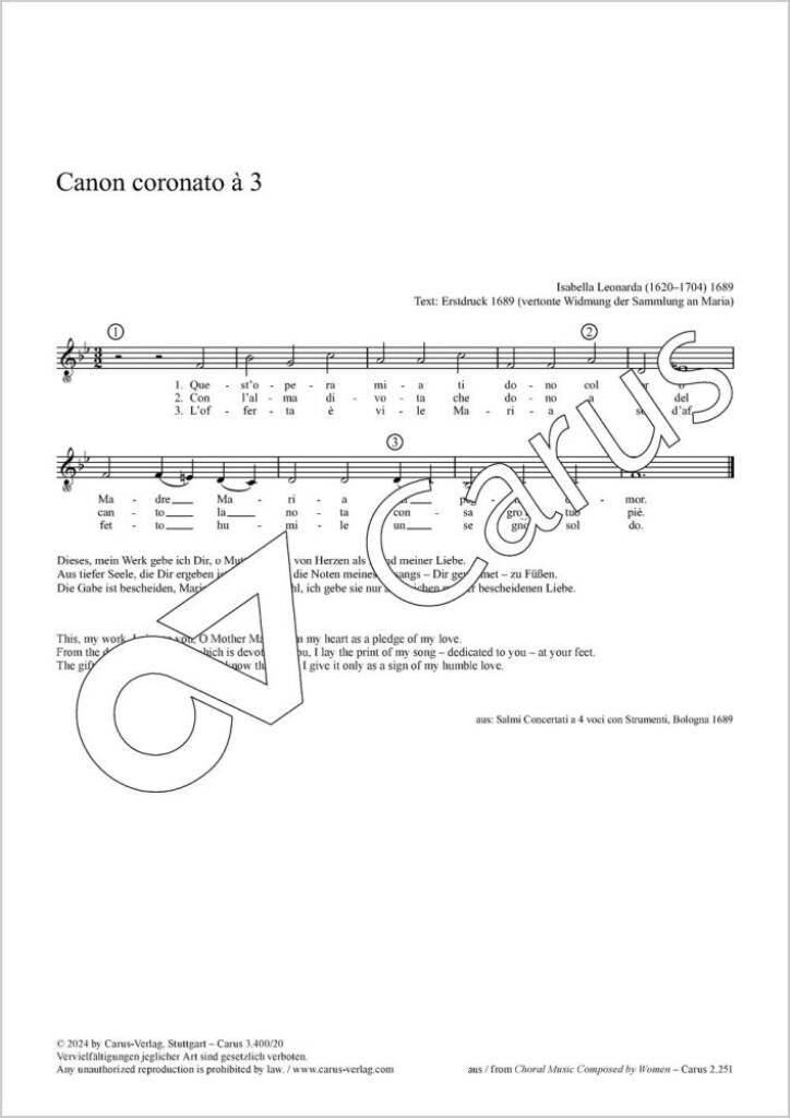 Canon coronato à 3 - F Lydian : from: Salmi Concertati a 4 voci con Strumenti, Bologna 1689