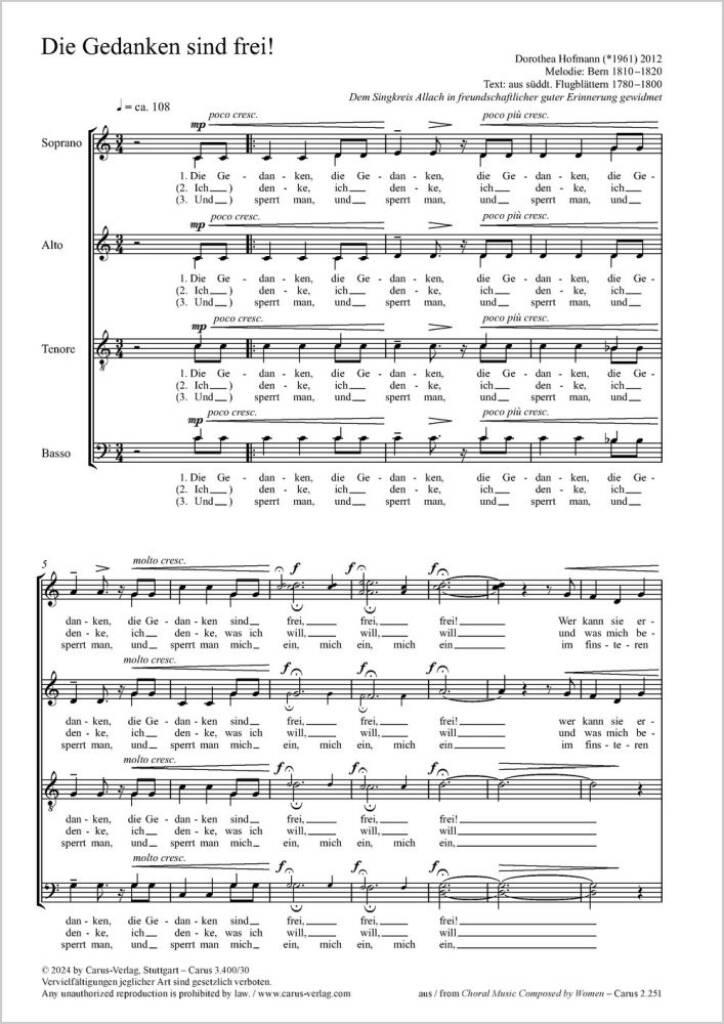 Die Gedanken sind frei! : C major