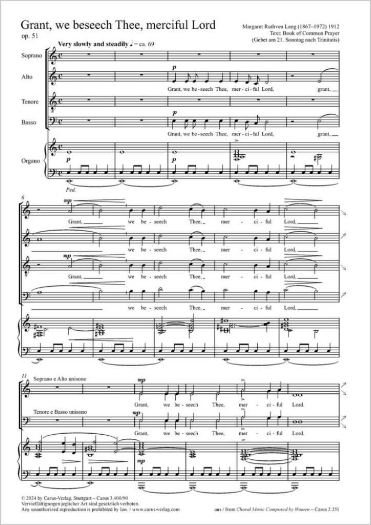 Grant, we beseech thee, merciful Lord : A major - Op. 51