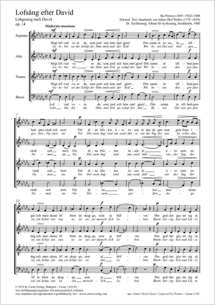 Lofsang efter David : B flat major - Op. 14