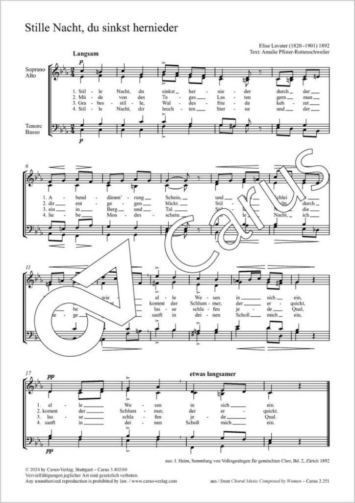 Stille Nacht, du sinkst hernieder - C minor : from: Sammlung von Volksgesängen für gemischten Chor, Bd. 2, Zürich 1892