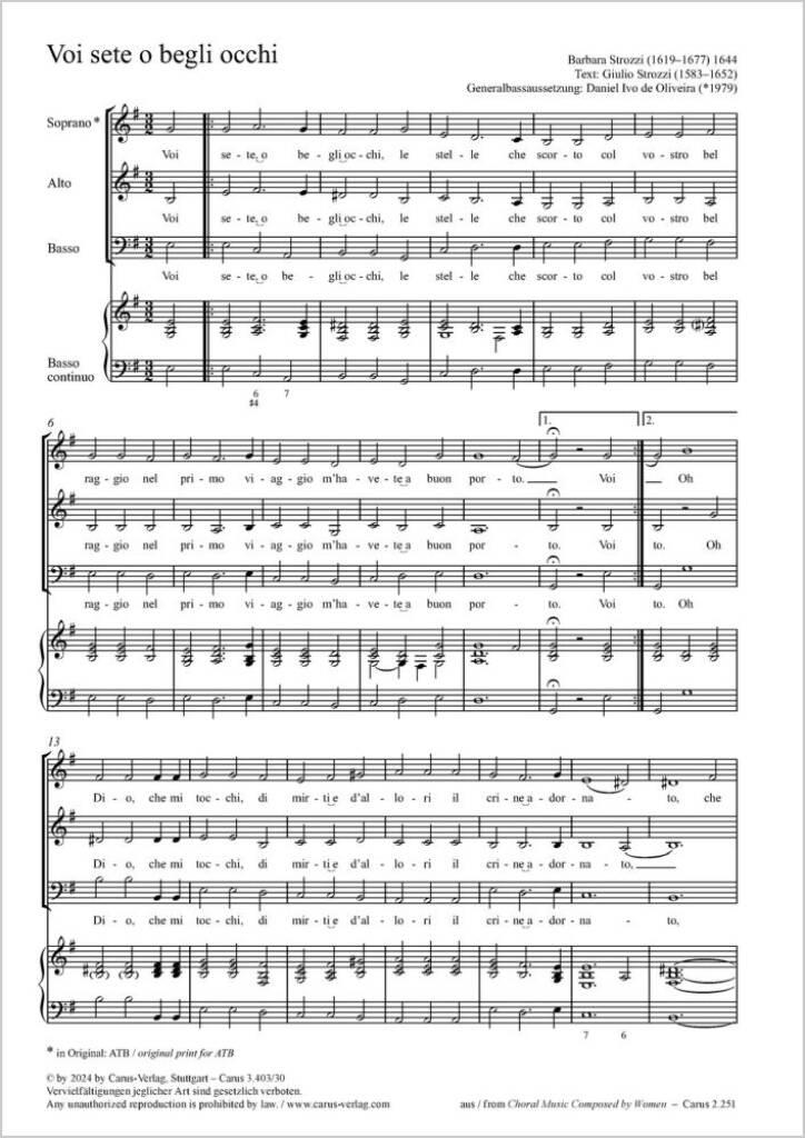Voi sete o begli occhi - E minor : from: Madrigali op. 1, Venedig 1644