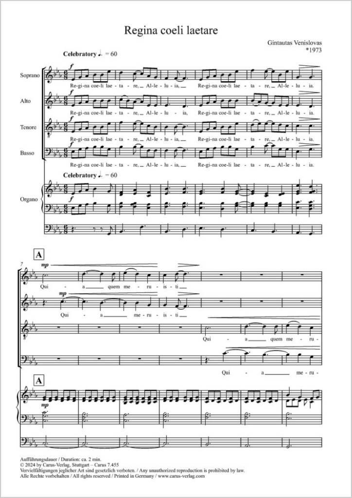 Regina coeli laetare : recommended by Jan Schumacher
