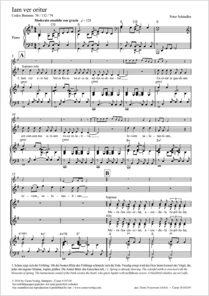 Iam ver oritur - G major : from: Perpetuum mobile - Songs from the Codex Buranus