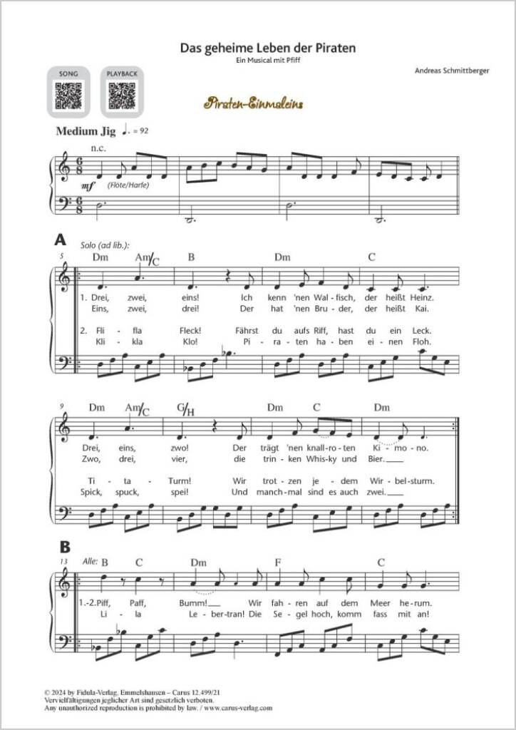 Piraten-Einmaleins : from: Das geheime Leben der Piraten. Ein Musical mit Pfiff