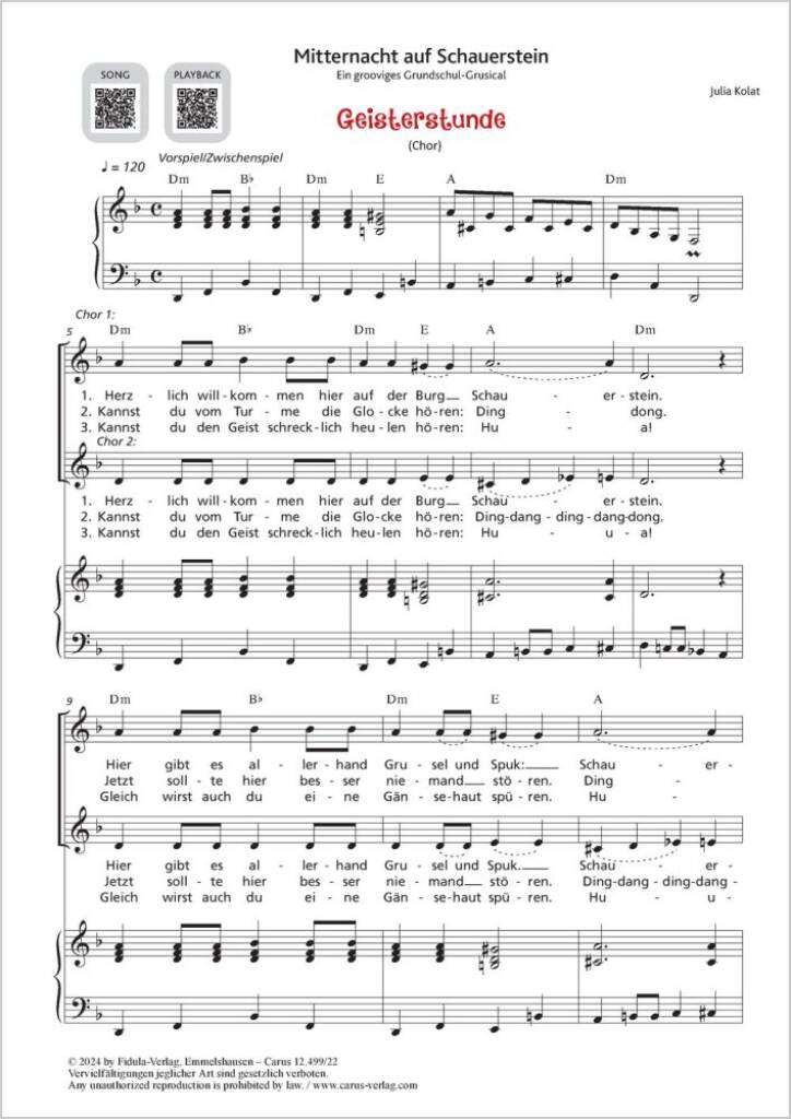 Geisterstunde : from: Mitternacht auf Schauerstein. Ein grooviges Grundschul-Grusical