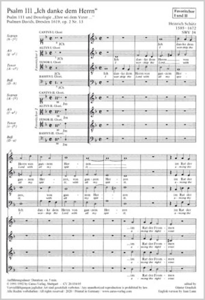 Ich danke dem Herrn von ganzem Herzen : aus: Psalmen Davids