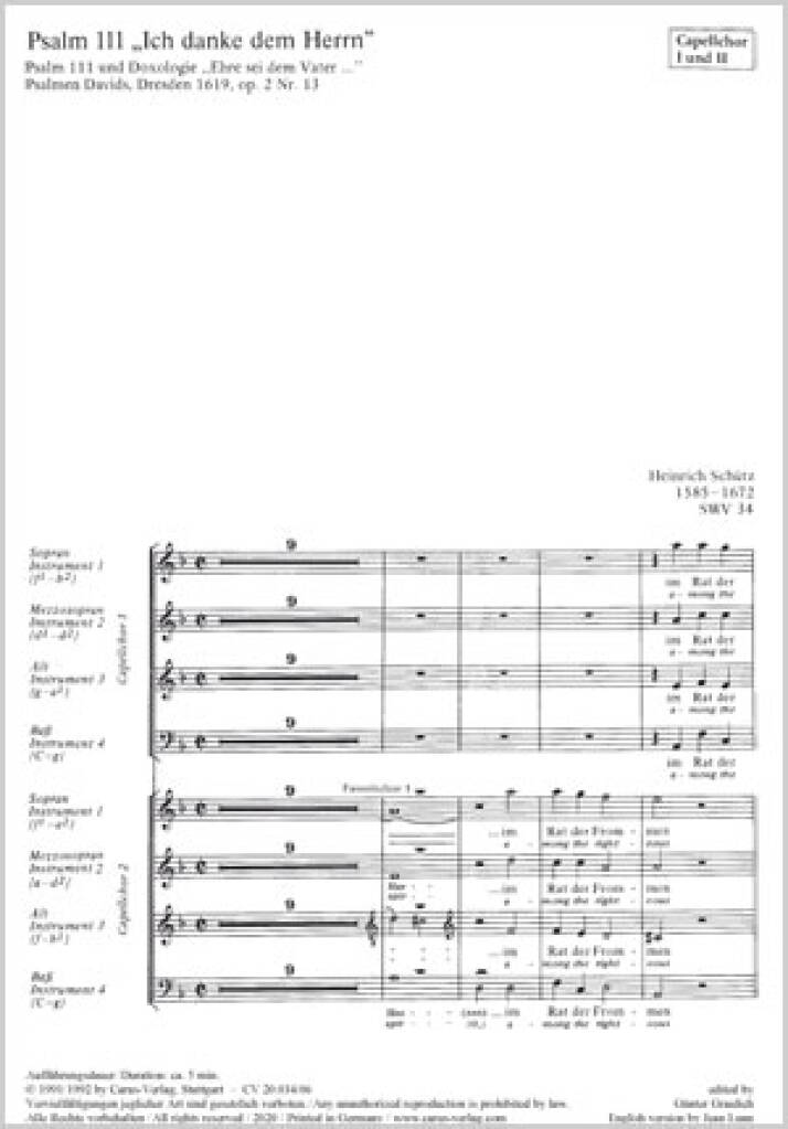 Ich danke dem Herrn von ganzem Herzen : aus: Psalmen Davids