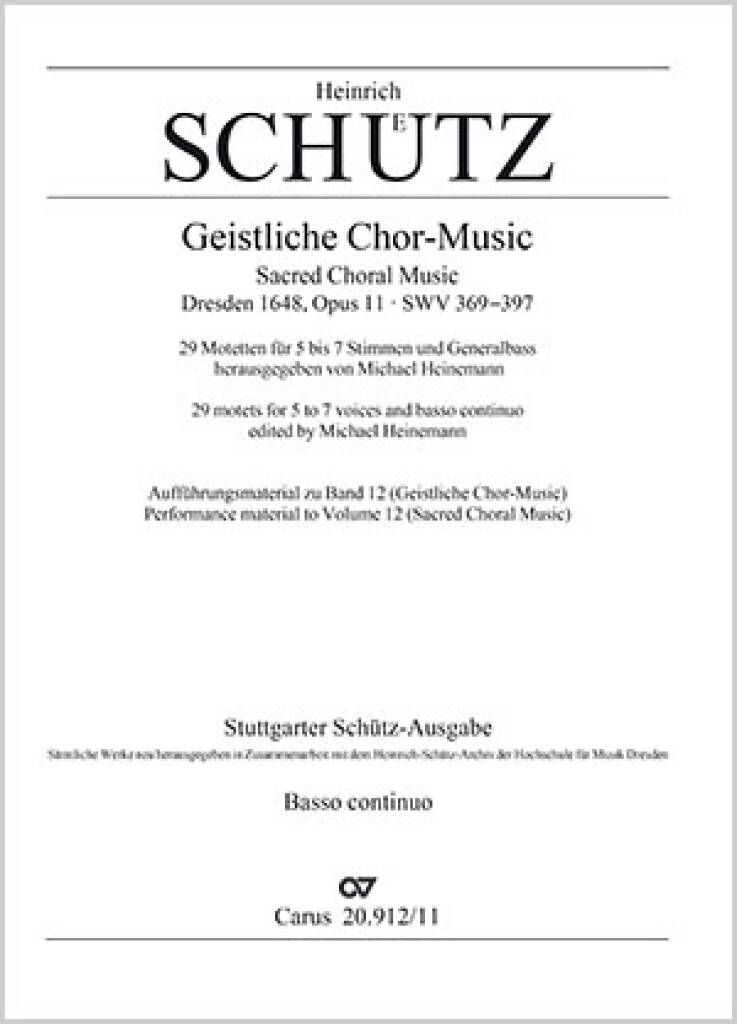 Stuttgart Schütz Edition: Geistliche Chor-Music : Complete Edition, Vol. 12