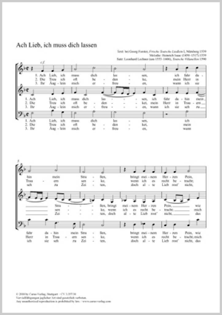 Ach Lieb, Ich Muss Dich Lassen : F Major
