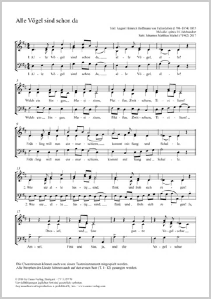 Alle Vögel Sind Schon Da : C Major