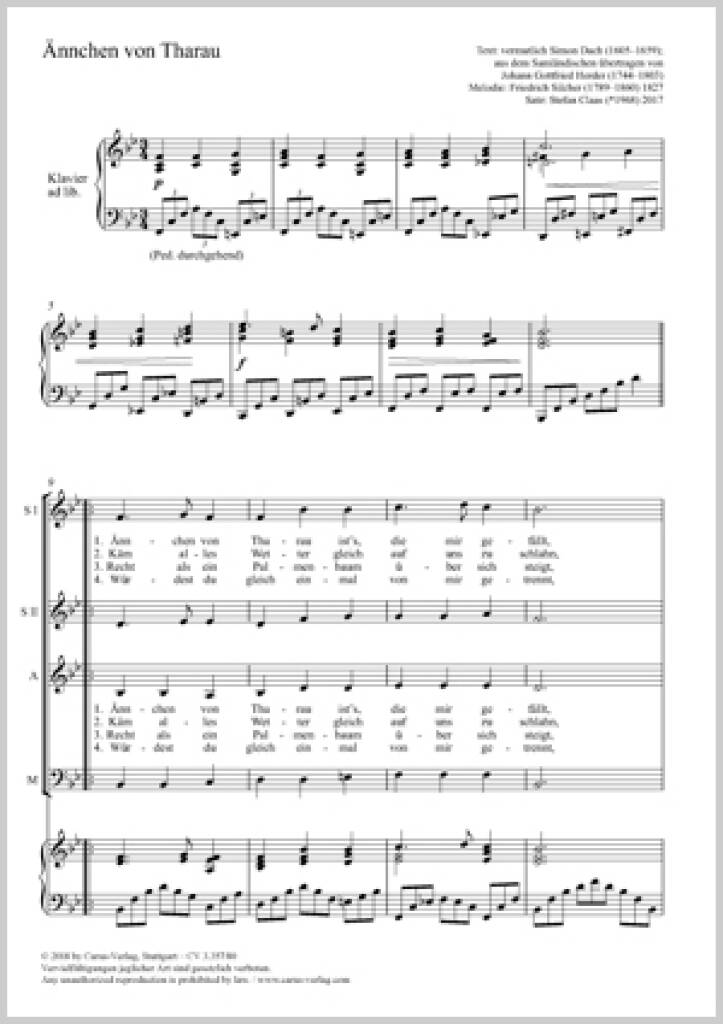 Ännchen Von Tharau : B Flat Major