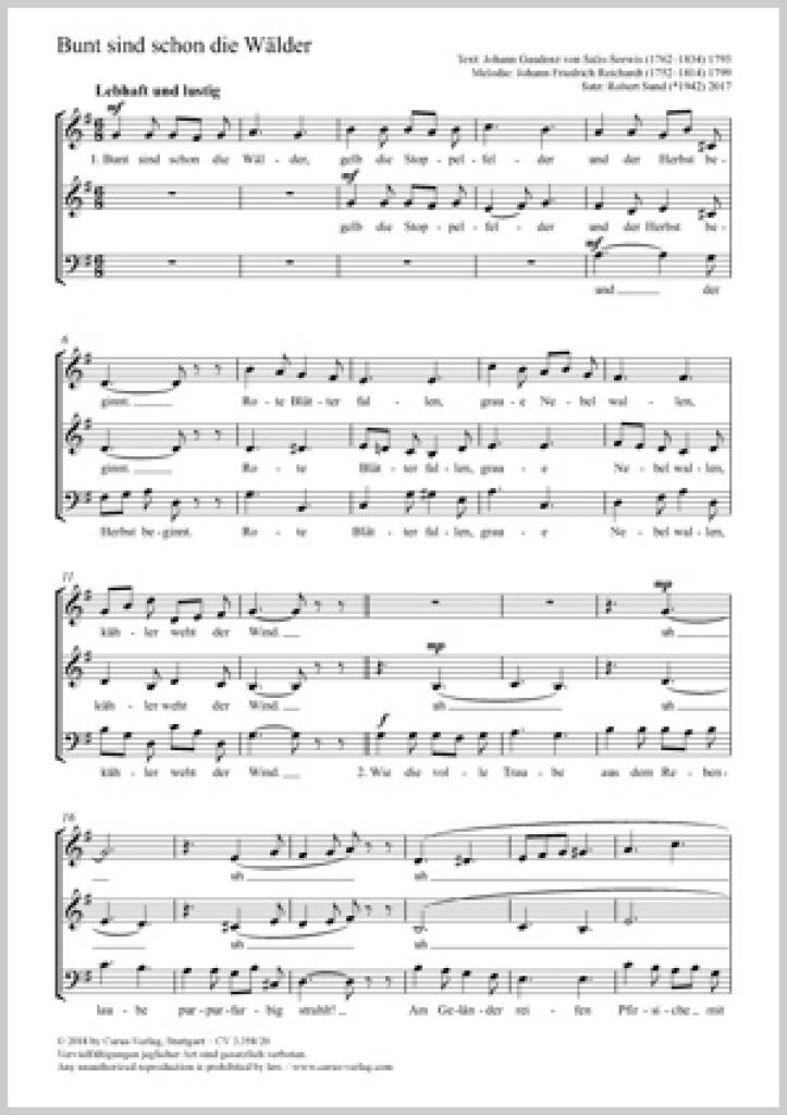 Bunt Sind Schon Die Wälder : G Major