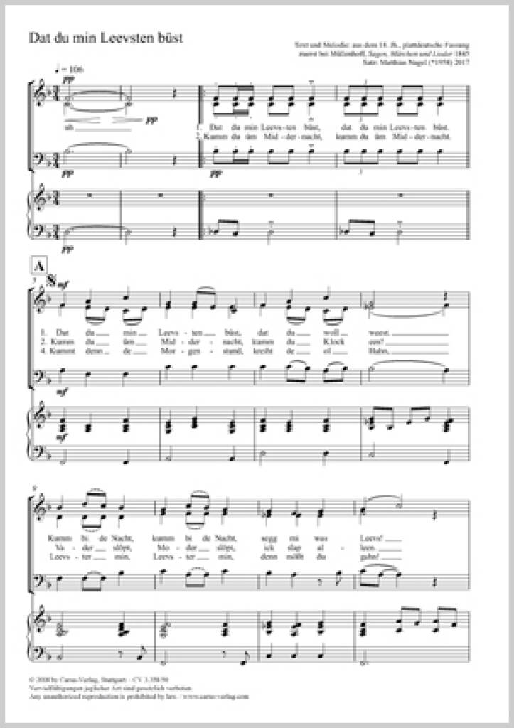 Dat Du Min Leevsten Büst : F Major