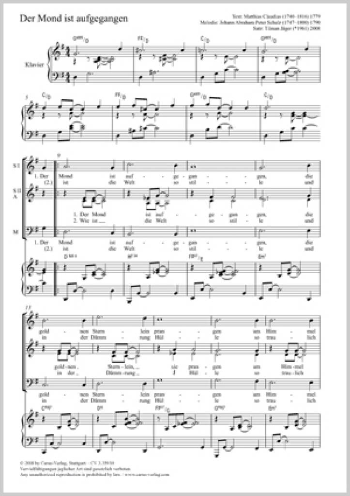 Der Mond Ist Aufgegangen : G Major