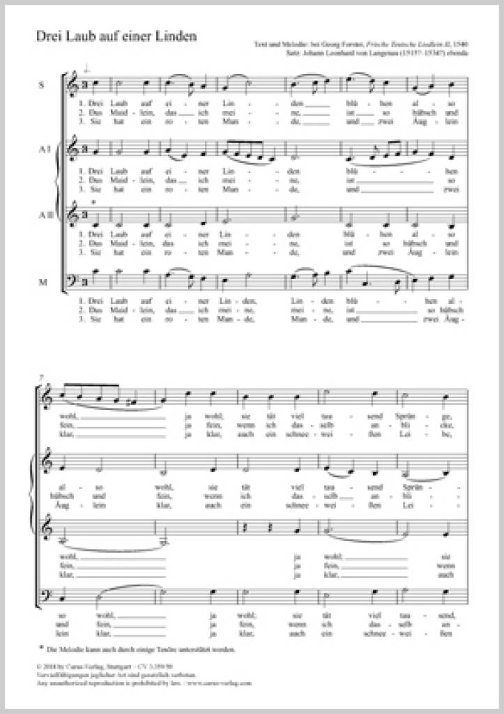 Drei Laub Auf Einer Linden : C Major