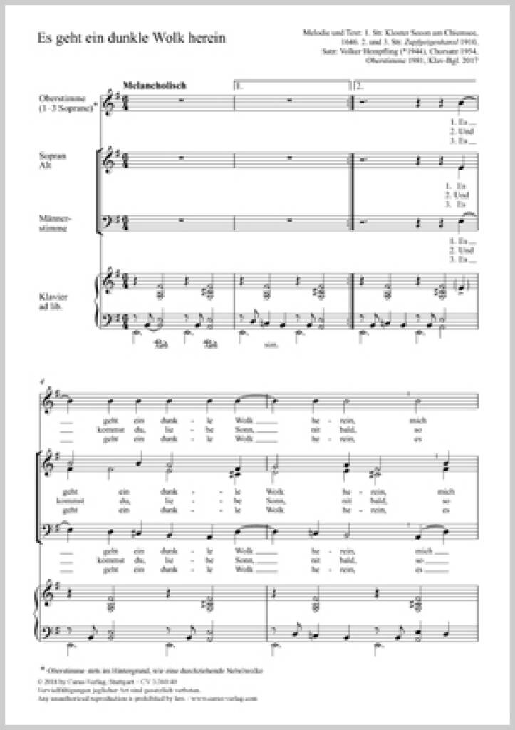 Es Geht Ein Dunkle Wolk Herein : E Minor / E Major