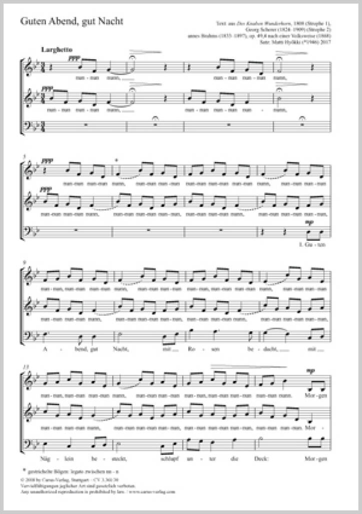 Guten Abend, Gut Nacht : B Flat Major
