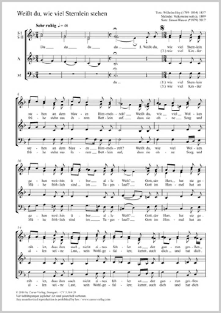 Weißt Du, Wie Viel Sternlein Stehen : F Major