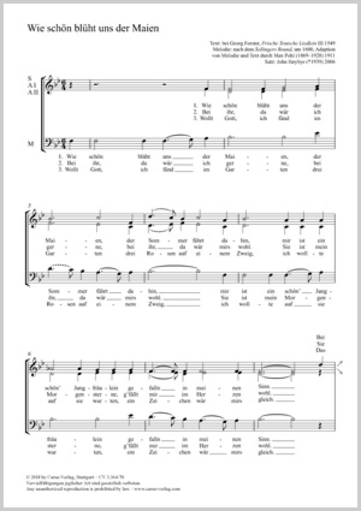 Wie Schön Blüht Uns Der Maien : B Flat Major