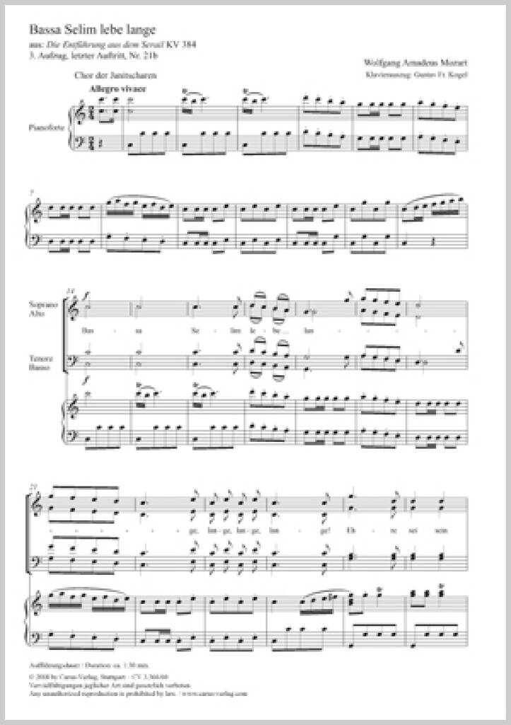 Bassa Selim Lebe Lange : KV 384 - C Major