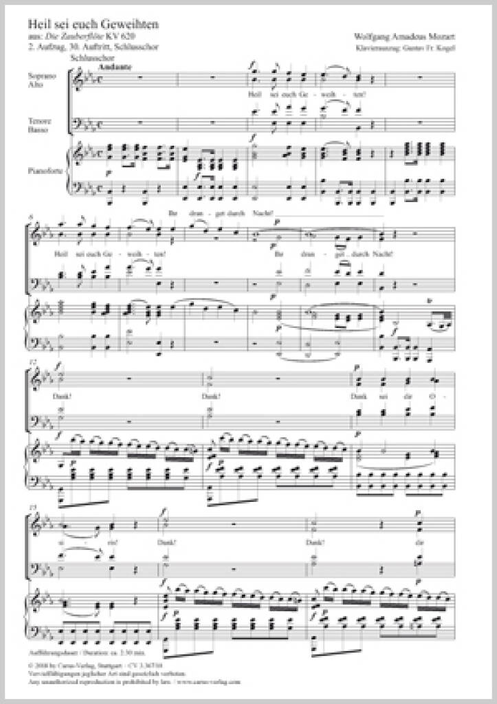 Heil Sei Euch Geweihten : KV 620 - E Flat Major
