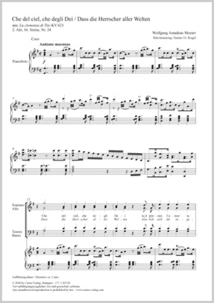 Che Del Ciel, Che Degli Dei : KV 621 - G Major