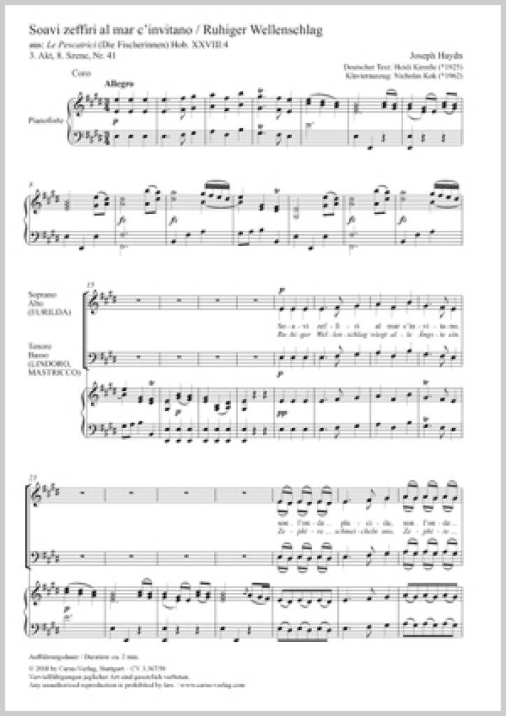 Soavi Zeffiri Al Mar C'Invitano : Hob. XXXVIII:4 - E Major