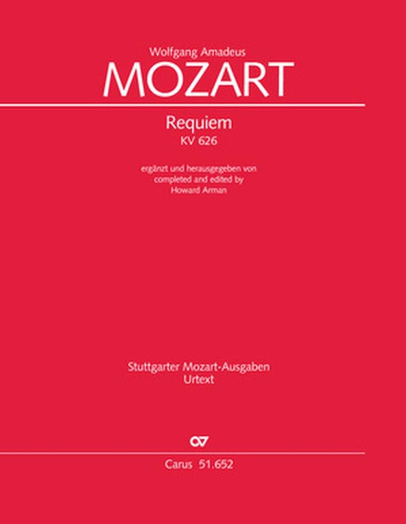 Requiem : KV 626 - D minor - Completed and edited by Howard Arman