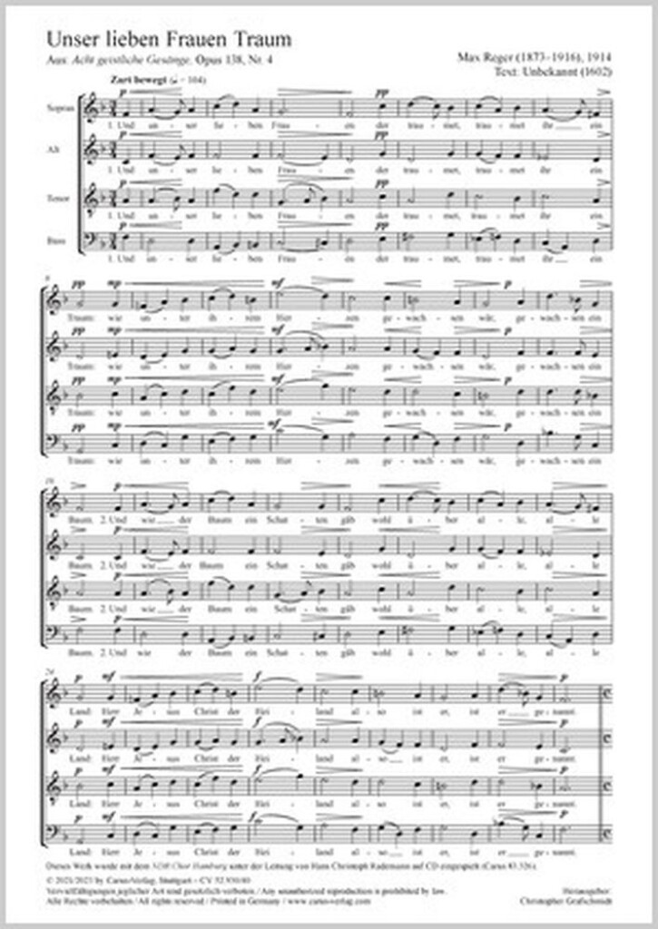 And to our blessed lady : aus: Acht geistliche Gesänge - Op. 138,4