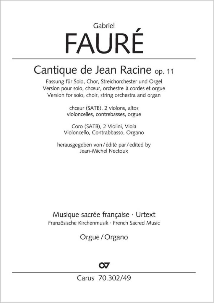 Cantique de Jean Racine D flat major - op. 11 : Streicherfassung