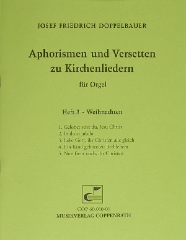Aphorismen und Versetten zu Kirchenliedern Heft 3 : Weihnachten