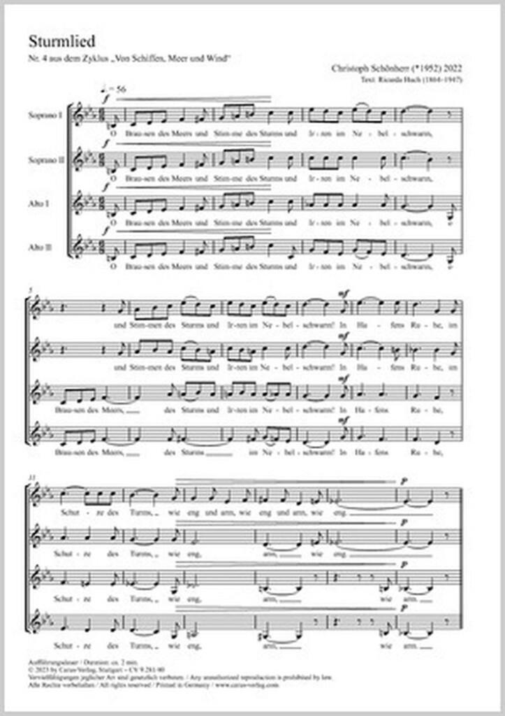 Sturmlied : from: Von Schiffen, Meer und Wind. Five choral songs - O Brausen des Meers und Stimme des Sturms