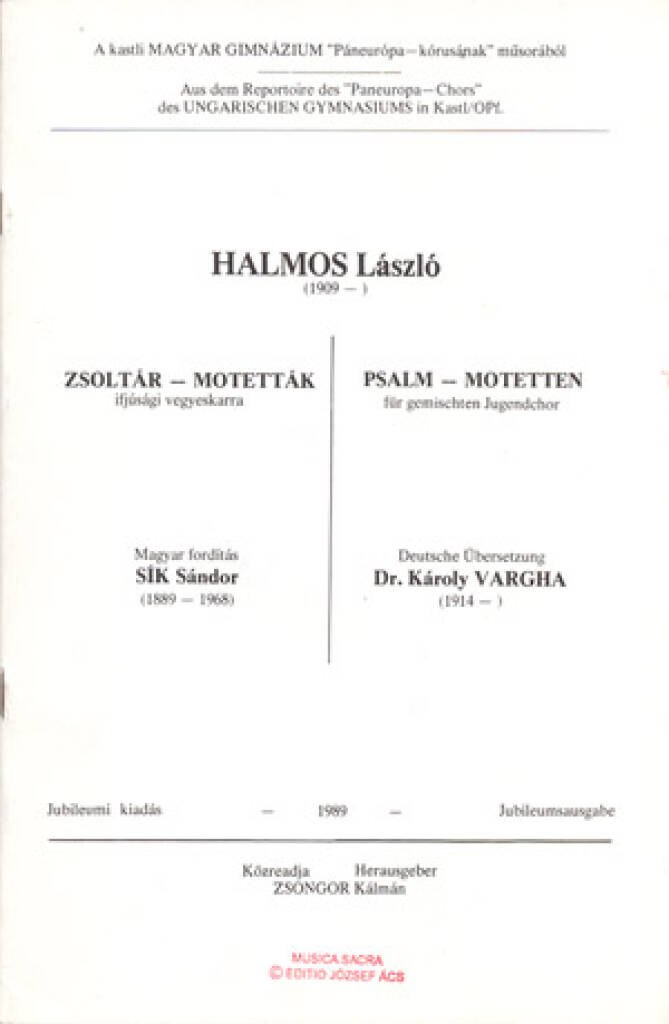 Halmos: 14 Psalm-Motetten für gem. Chor