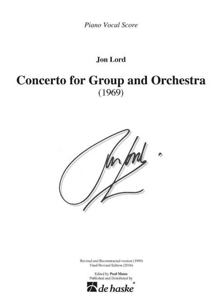 Concerto for Group and Orchestra : Piano Reduction