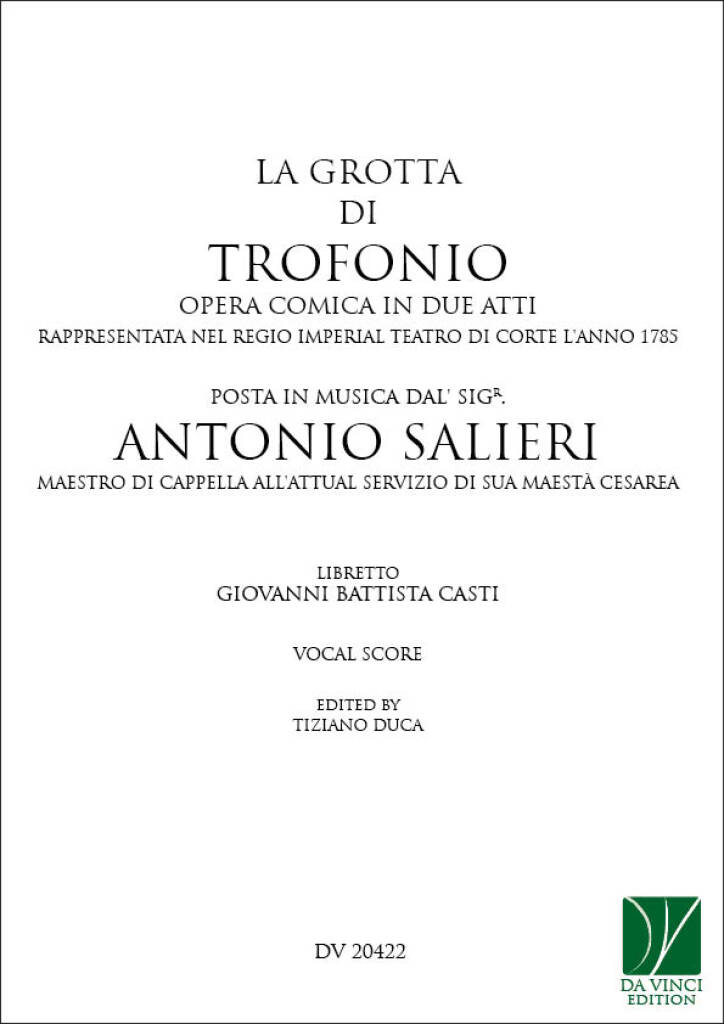 La grotta di Trofonio, opera comica in 2 acts : Libretto, Giovanni Battista Casti, Wien, 12 October 1785