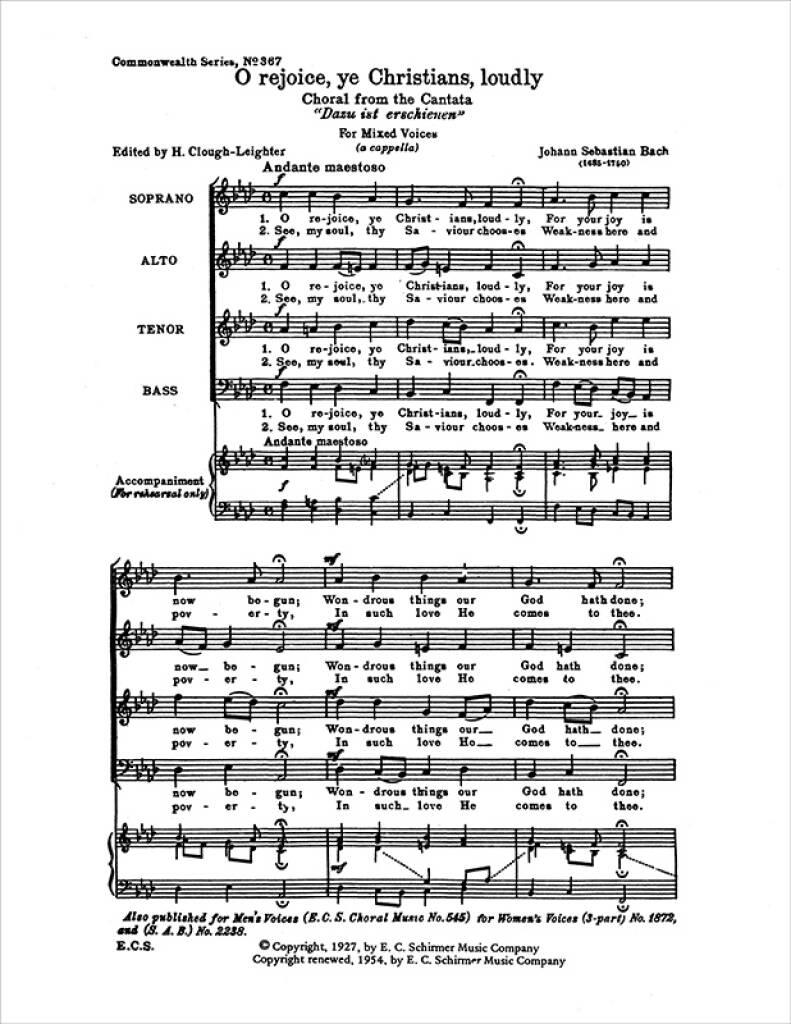 O Rejoice, Ye Christians, Loudly : from Cantata 40