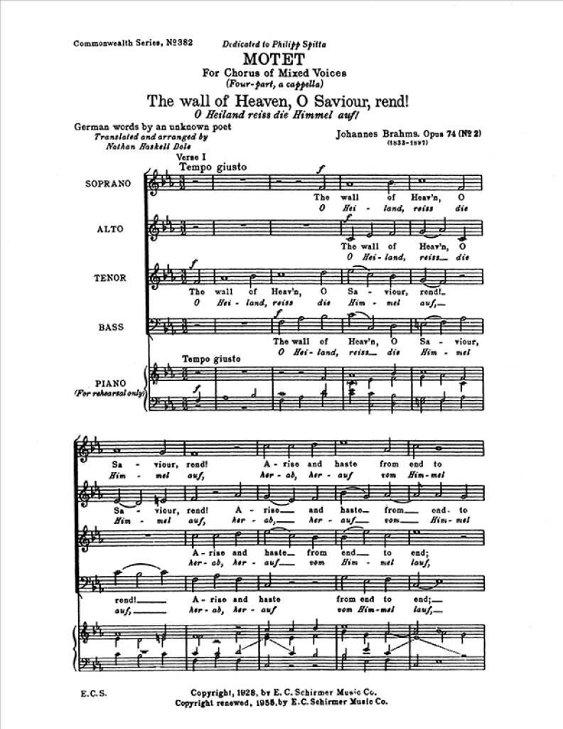 The Wall of Heaven, O Savior, Rend! : O Heiland reiss die Himmel auf!, Op.74/2