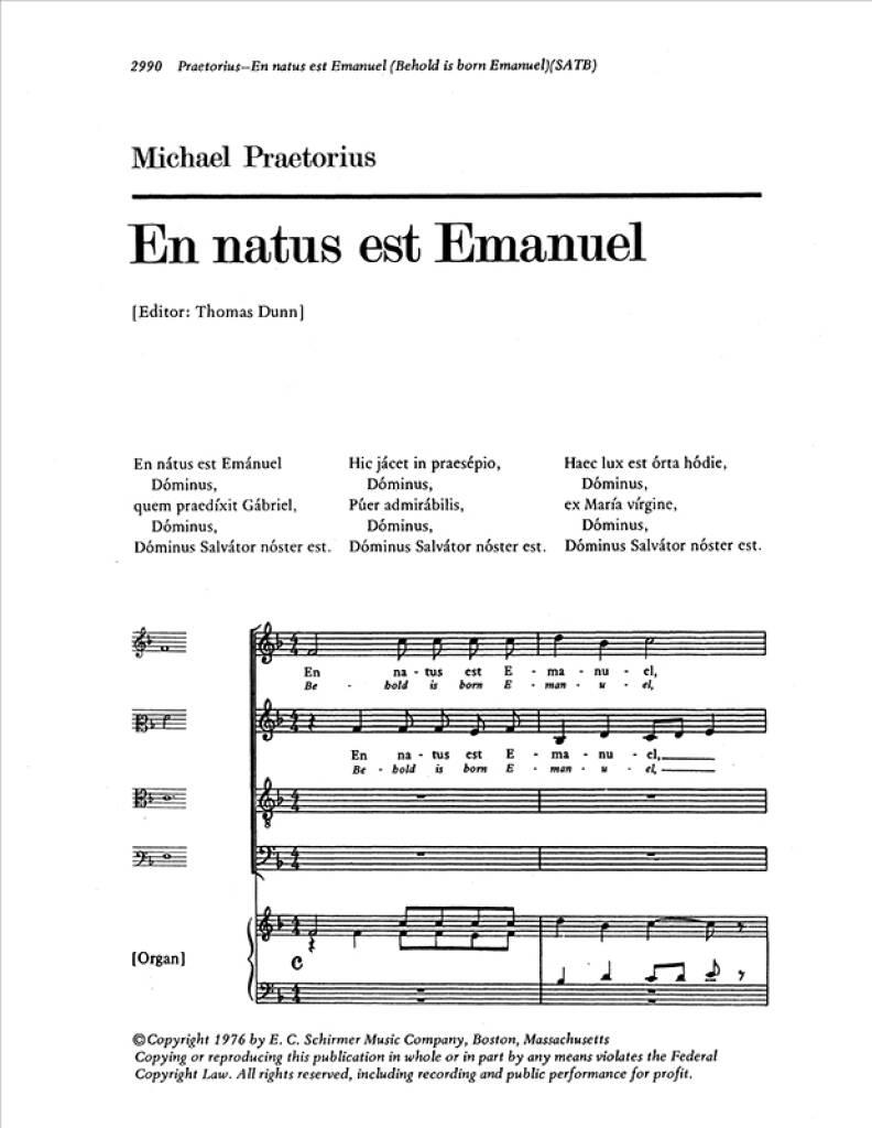 En natus est Emanuel : Behold is born Emanuel