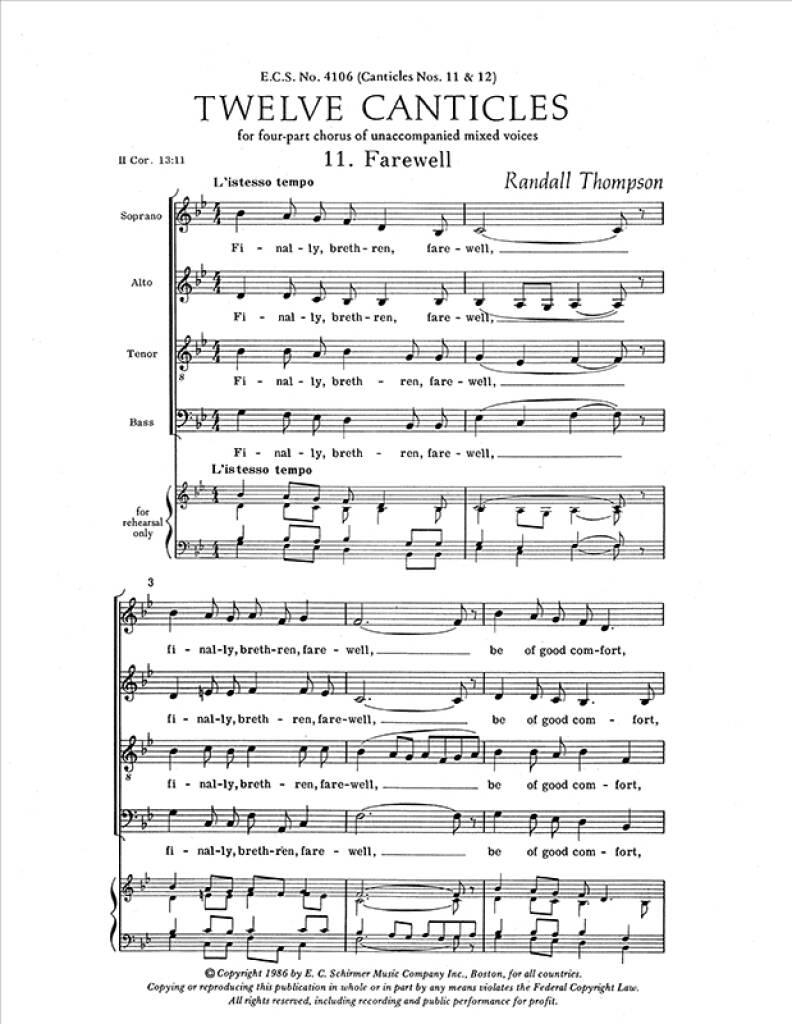 Twelve Canticles: No. 11. Farewell- No. 12. Amen