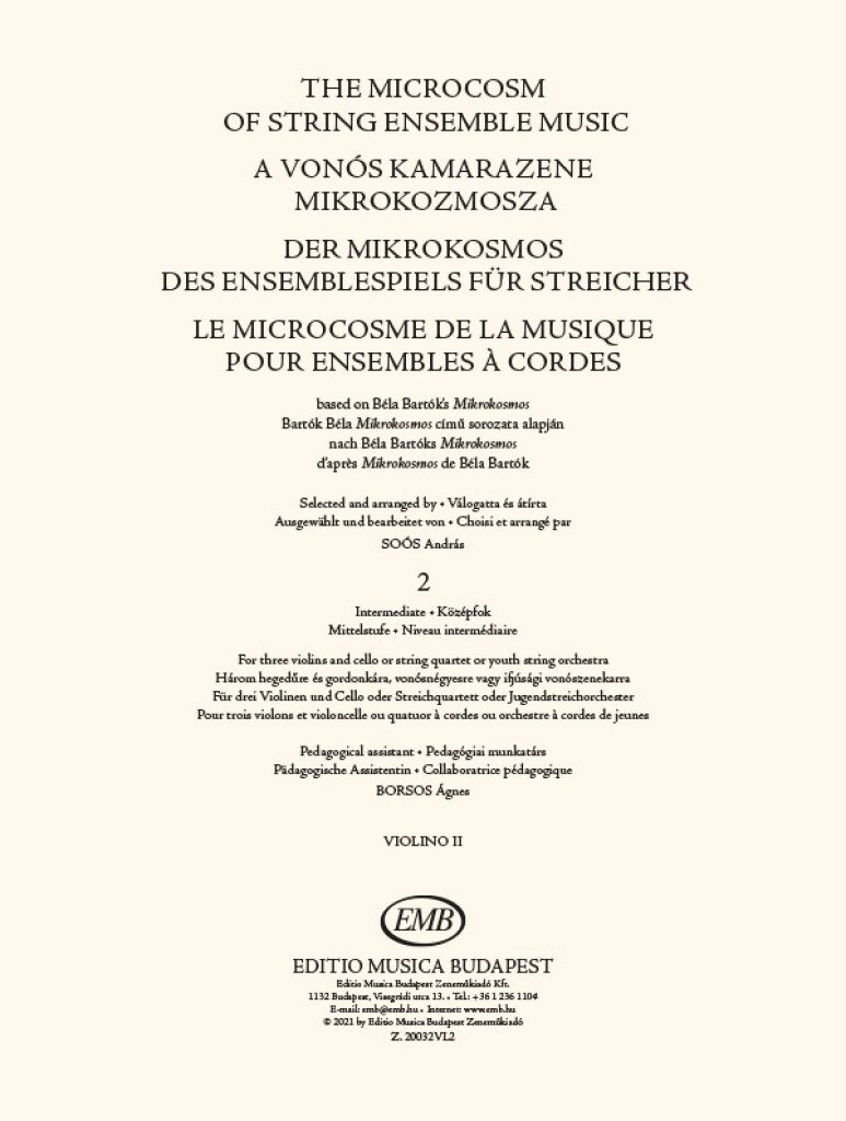 The Microcosm of String Ensemble Music Vol. 2 : based on Béla Bartók's Mikrokosmos - Intermediate