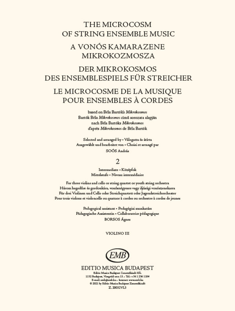 The Microcosm of String Ensemble Music Vol. 2 : based on Béla Bartók's Mikrokosmos - Intermediate