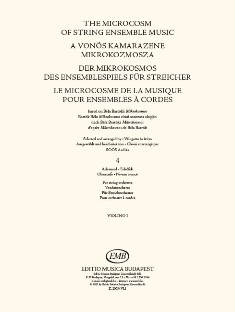The Microcosm of String Ensemble Music Vol. 4 : based on Béla Bartók's Mikrokosmos for string orchestra